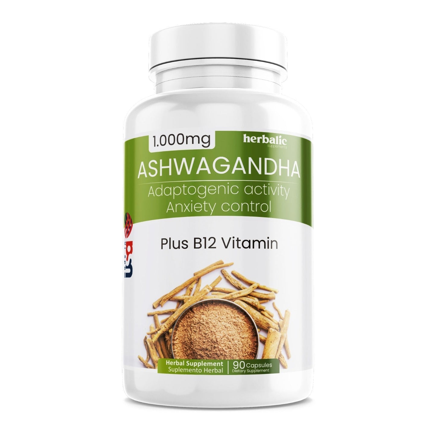 Ashwagandha 1000 mg, 90 Cápsulas - ¡Despídete Del Estrés y Mejora Tu Bienestar Para Una Vida Plena y Equilibrada!