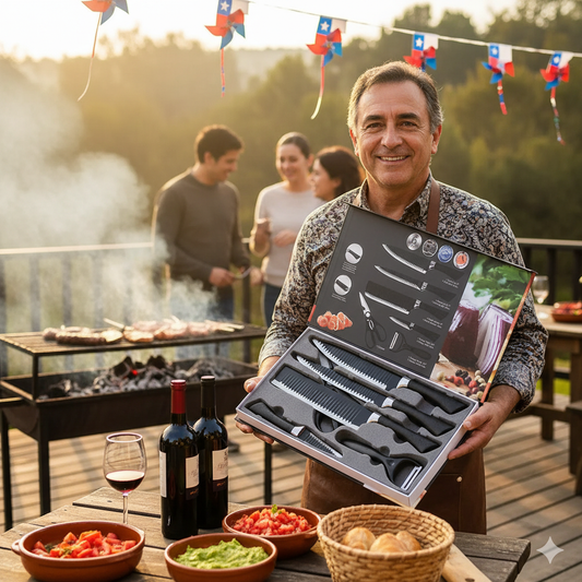¡EL ASADO PERFECTO COMIENZA AQUÍ! Prepara tu 18 de Septiembre con el Set de Cuchillos de los Parrilleros Expertos.