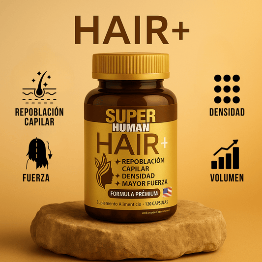 Hair+™ – Cápsulas para Crecimiento Capilar con Hierro Hemo, Biotina y Quercetina para Crecimiento, Densidad y Fuerza.